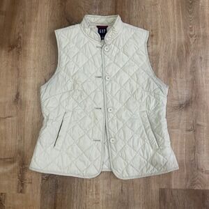 GAP | Women's Quilted Ivory Button Front Vest